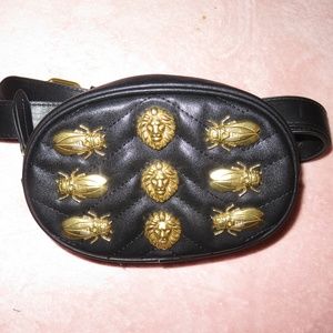 Black leather fanny pack